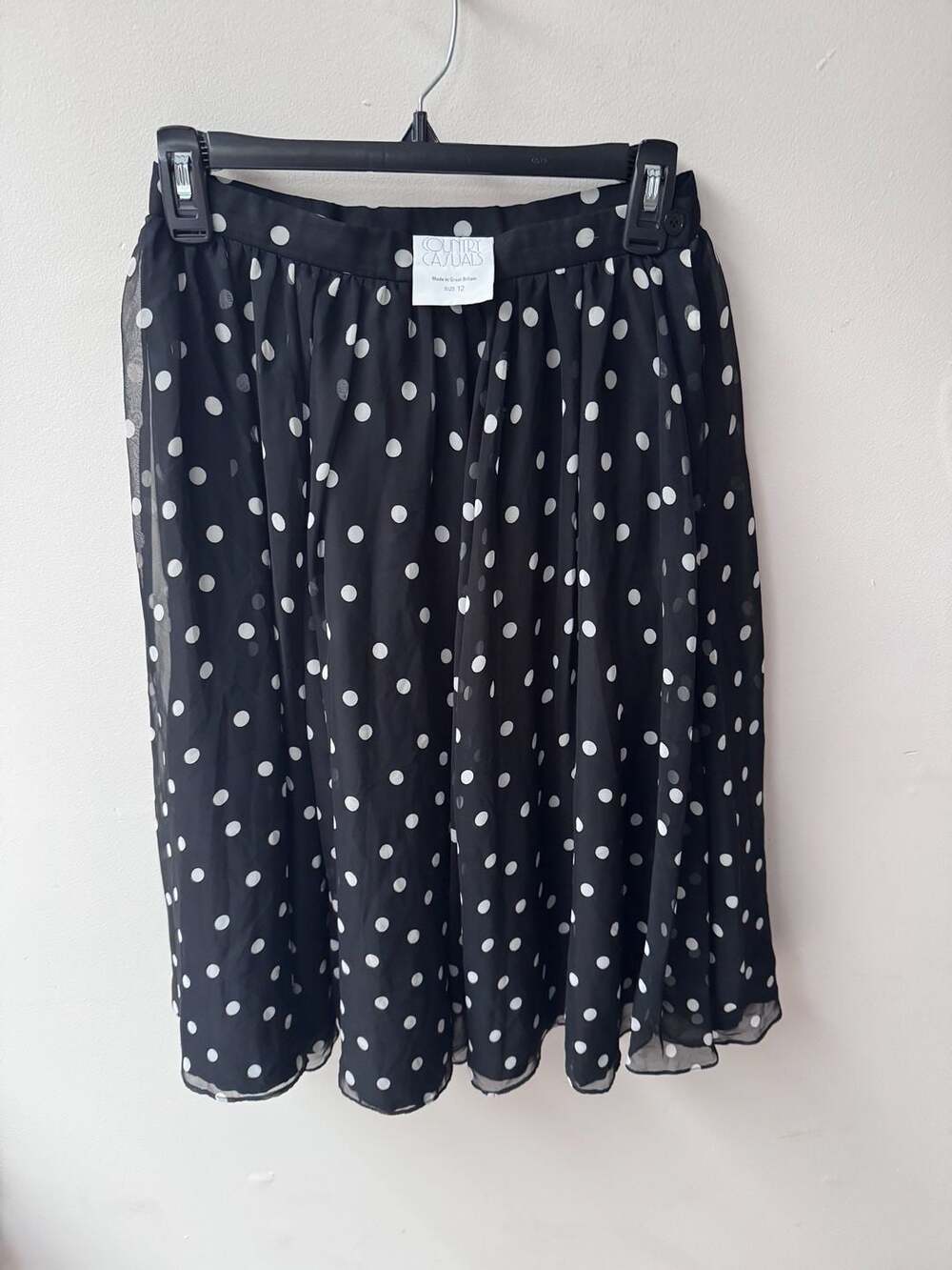 Country Casuals Vintage Polka Dot Chiffon Midi Skirt Size 12